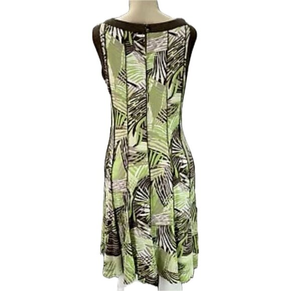 Sandra Darren 10 Green-Brown Abstract Seam Detail Sleeveless Knee Length Dress - Picture 5 of 6